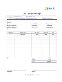 car service receipt template new zealand