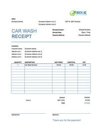 car wash receipt template new zealand
