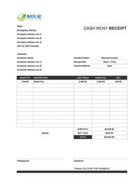 cash rent receipt template new zealand