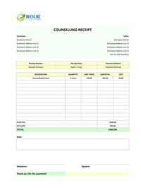 counselling receipt template new zealand
