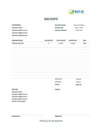 credit card receipt template new zealand