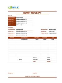 dump receipt template new zealand
