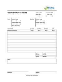 equipment rental receipt template new zealand