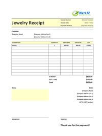 jewelry receipt template new zealand