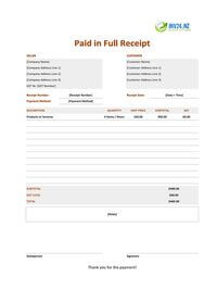 paid in full receipt template new zealand