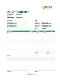 painters receipt template new zealand