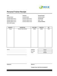personal trainer receipt template new zealand