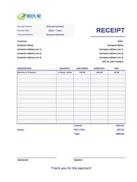 printable payment receipt template new zealand