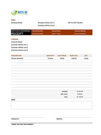 receipt for services rendered template new zealand