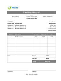 tow truck receipt template new zealand