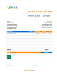 travel agency receipt template new zealand