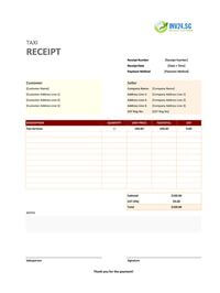 blank taxi receipt template singapore