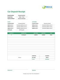 car deposit receipt template singapore
