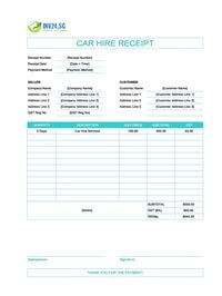 car hire receipt template singapore
