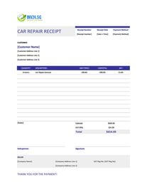 car repair receipt template singapore