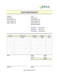 clothing receipt template singapore