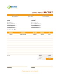 condo rental receipt template singapore