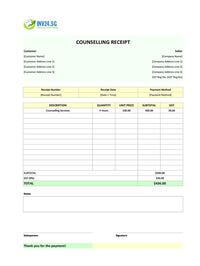 counselling receipt template singapore