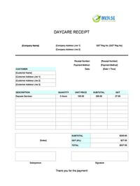 daycare receipt template singapore