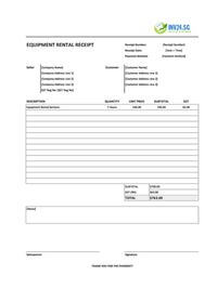 equipment rental receipt template singapore