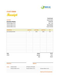 fast food receipt template singapore