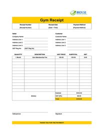 gym receipt template singapore