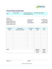 house cleaning receipt template singapore