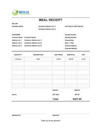 meal receipt template singapore