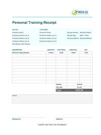 personal training receipt template singapore