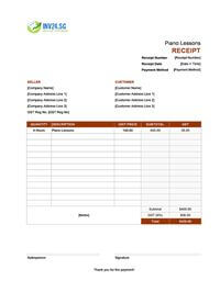 piano lessons receipt template singapore