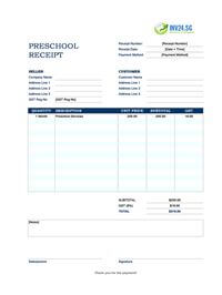 preschool receipt template singapore