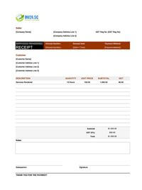 receipt for services rendered template singapore