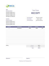 taxi fare receipt template singapore