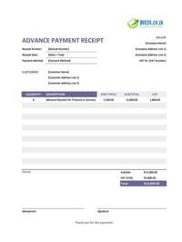 advance payment receipt template south africa