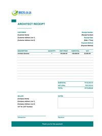 architect receipt template south africa