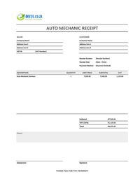 auto mechanic receipt template south africa