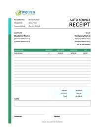 auto service receipt template south africa