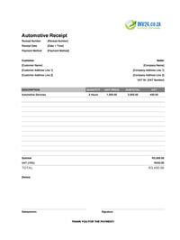 automotive receipt template south africa