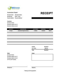 automotive repair receipt template south africa
