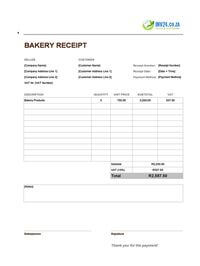 bakery receipt template south africa