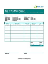 bed and breakfast receipt template south africa