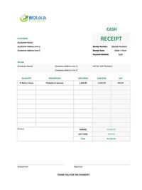 blank cash receipt template south africa