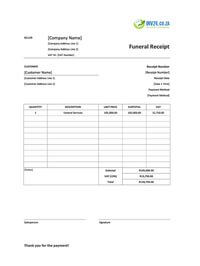 blank funeral receipt template south africa