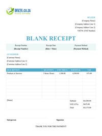 blank receipt template south africa