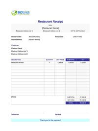 blank restaurant receipt template south africa