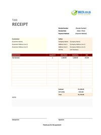 blank taxi receipt template south africa