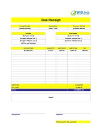 bus receipt template south africa