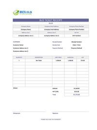 bus ticket receipt template south africa