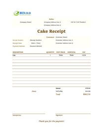 cake receipt template south africa