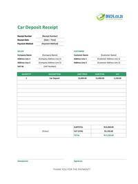 car deposit receipt template south africa